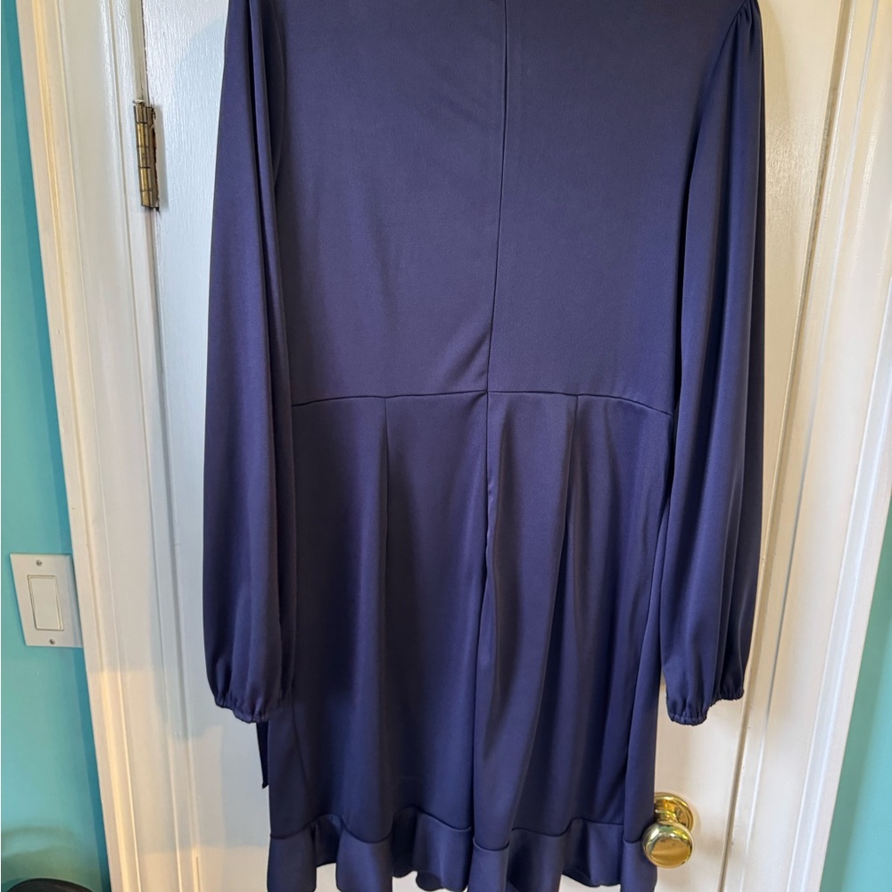 Grace Karin Blue Asymmetrical Wrap Dress with Bishop Sleeves - Picture 4 of 5